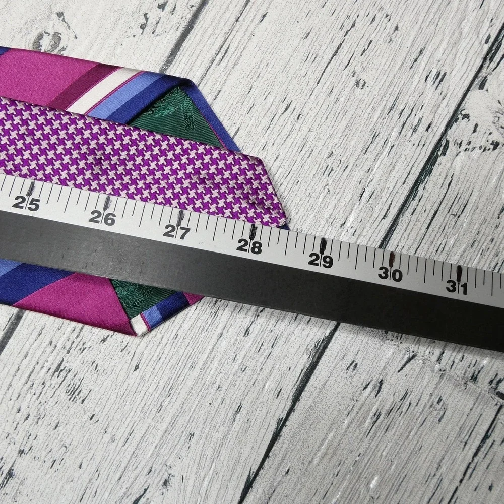 Tommy Hilfiger Tie Mens One Size Pink Blue Stripe 100% Silk Made In USA